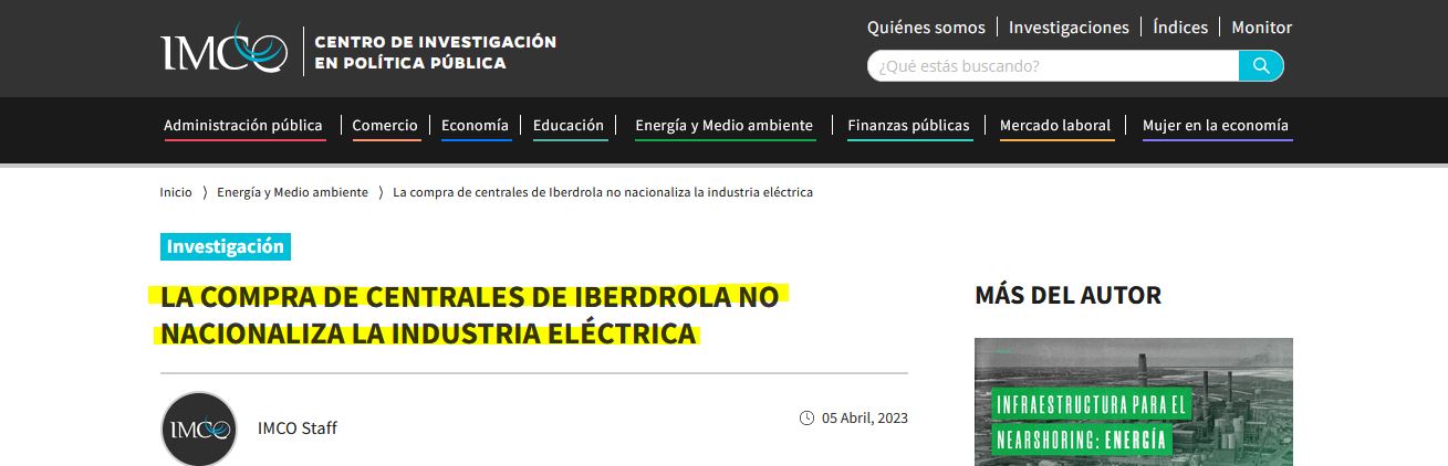 IMCO Iberdrola no nacionaliza la industria eléctrica IMCO Iberdrola no nacionaliza la industria eléctrica